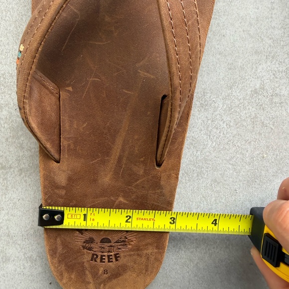 Faherty Reef Brown Leather Flip Flops sz8 - Picture 12 of 12